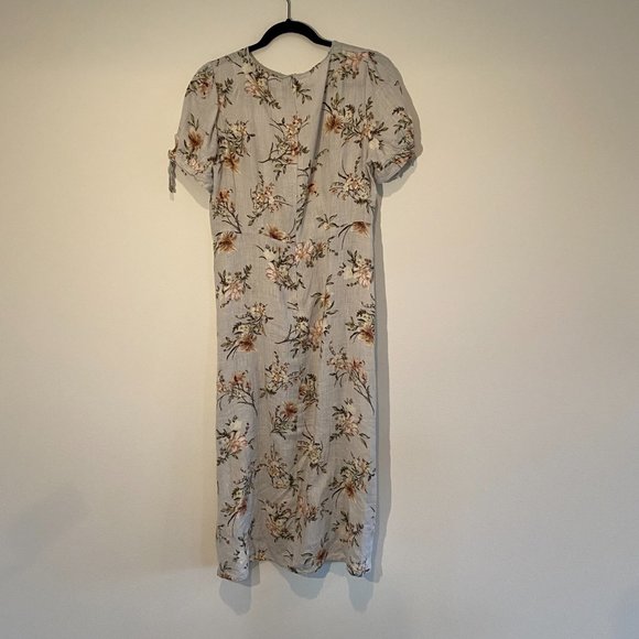 Zara 100% linen floral print short sleeve midi dress - Picture 5 of 5